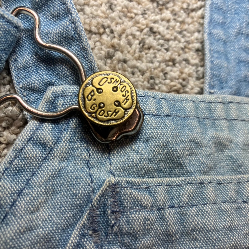 Vintage OshKosh Bgosh Vestbak Denim Overalls Light Wash Tractor Cuff Kids - Picture 5 of 12